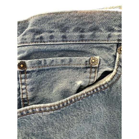 Eddie Bauer size 40X30 medium wash zip front straight leg jeans FLAW - Picture 4 of 9